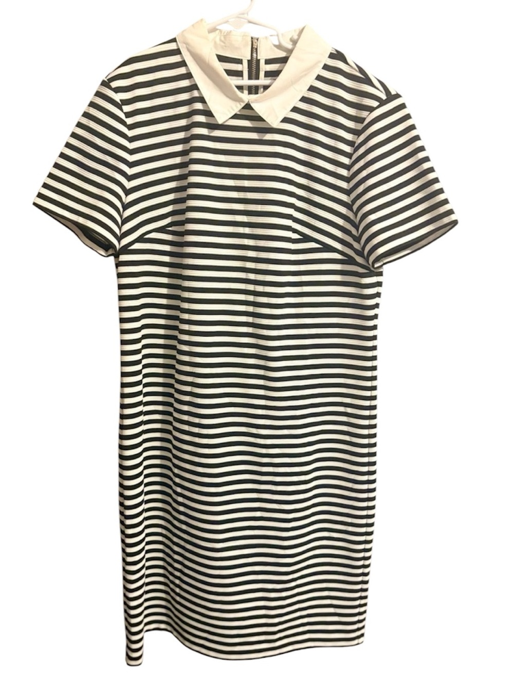 Tommy Hilfiger Black and White Striped Shift Dress with Peter Pan Collar